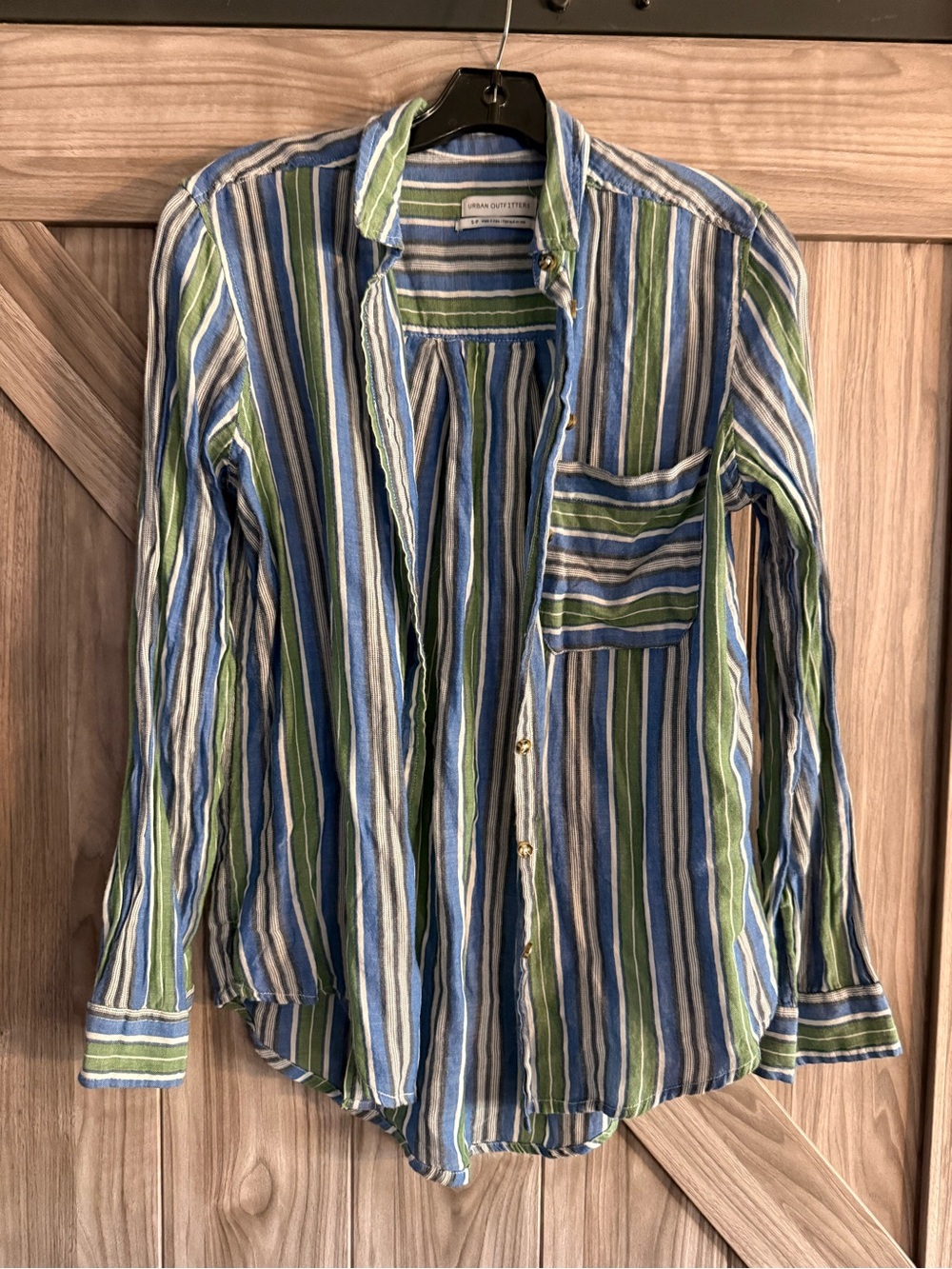 Urban Outfitters Blue, Green & White Striped Button Shirt
